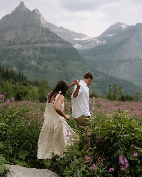 Grayal and Jake usually spend their time in Montana during the winter (Big Mtn lifers⛷️) so, getting to show them Glacier in the summer had us all basking in the beauty of the mountains and flowers this time of year 🪻⛰️ 🌿 this made for the sweetest engagement photos for these two—so so excited for their Whitefish wedding next summer!!! The Winter, The Mountain, So Excited, Montana, Engagement Photos, The Beauty, Flowers, Beauty