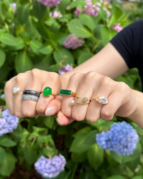 Jade Rings, Jade Charm, Summer Rings, Ring Stacking, Jade Ring, June 17, Instagram Summer, Lush Green, Jade Green