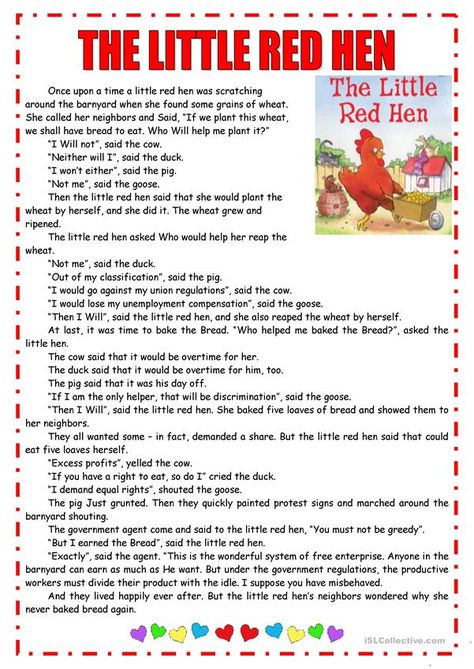 English Drama Script, English Moral Stories, The Little Red Hen, Reported Speech, English Stories For Kids, English Short Stories, Reading Comprehension Lessons, Horror Tale, Moral Stories For Kids