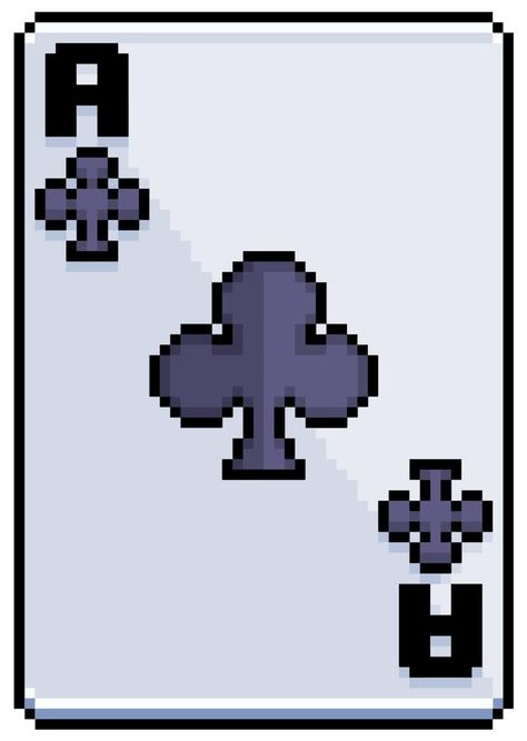 Pixel art card ace of clubs vector icon for 8bit game on white background Pixel Art Card Game, Vintage Paper Designs, 8 Bit Game, Frog Card, Ace Of Clubs, Graffiti Wildstyle, Vector Animation, Ace Card, Ace Of Hearts