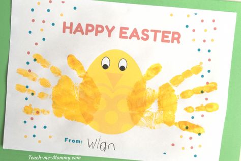 chick printable Easter Craft For Kids, Baby Art Projects, Footprint Crafts, Easter Preschool, Toddler Arts And Crafts, Thumb Prints, Diy Ostern, Toddler Easter, Handprint Crafts