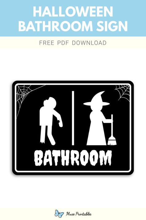 Free printable Halloween bathroom sign template in PDF format. Download it at https://museprintables.com/download/sign/halloween-bathroom/ Halloween Restroom Sign, Halloween Bathroom Sign, Signs For Bathroom, Imprimibles Halloween, Free Printable Halloween, Halloween Bathroom, Bathroom Printables, Download Sign, Restroom Sign