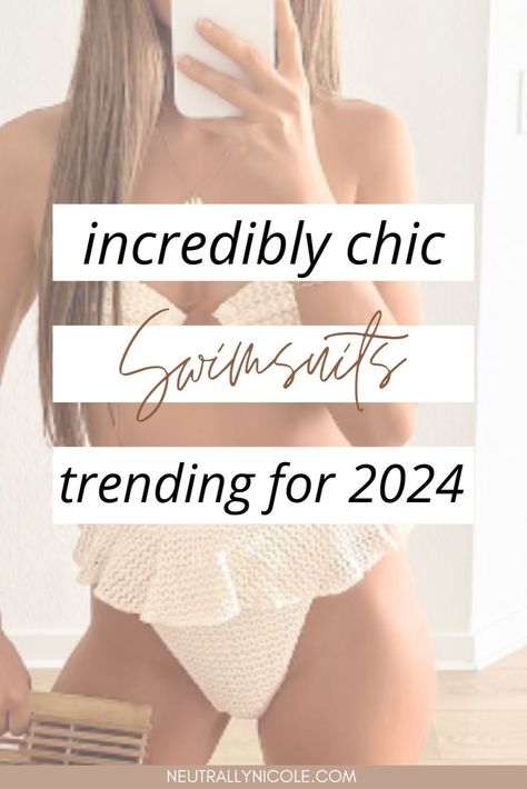 Stay on-trend this summer with our curated selection of trendy women's swimwear for 2024! Explore the latest styles and designs that will keep you looking stylish and confident all season long. Swimwear Trend 2024, Trendy Swimsuits 2024, 2024 Swimsuit Trends, Trending Bikinis, Neutral Swimwear, Swimsuits 2024, Classy Swimwear, Trendy Beach Outfits, Swimwear 2024