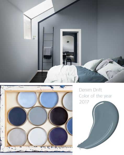 Appunti di casa: Arriva in Denim Drift {e la Minicasa è pronta!} Denim Drift, Bedroom Set Designs, Blue Wall Colors, Home Paint Color, Interior Design Per La Casa, Boy Bedroom Design, Spare Bedroom, Living Room Colors, Large Bedroom