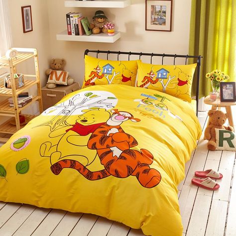 Tigger Winnie the Pooh Bedding Set Twin Queen Size Winnie The Pooh Bedding, Yellow Bedding Sets, Casa Disney, Disney Bedding, Childrens Bedroom Decor, Kids Duvet, Cheap Bedding Sets, Yellow Bedding, Kids Duvet Cover