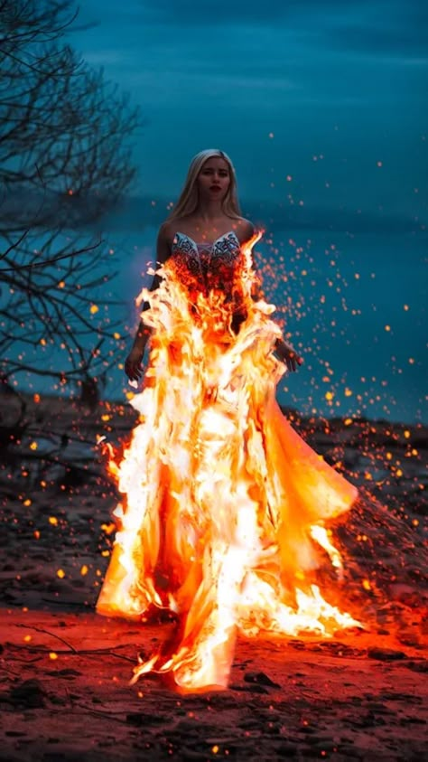 After Divorce Photoshoot, Picnic Party Decorations, Hunger Games Fashion, Fire Goddess, Nature Projects, Artistic Pictures, Fire Photography, Female Reference, Photoshoot Themes