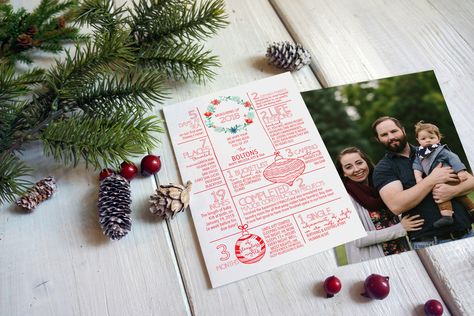 Year In Review Christmas Card, A Year In Review, Year In Review, Christmas Card Template, Card Templates Free, Templates Printable Free, Christmas Games, Diy Photo, Template Download