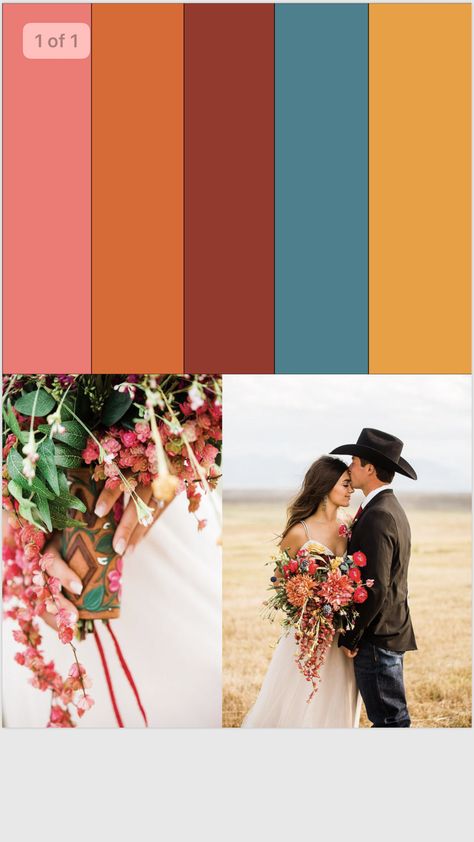 Southwestern Wedding Color Palette, Dessert Sunset Wedding Colors, Desert Sunset Color Palette Wedding, Colorful Western Wedding, Sedona Wedding Colors, Mexican Wedding Color Palette, Sunset Colors Wedding, August Color Palette, Desert Wedding Colors