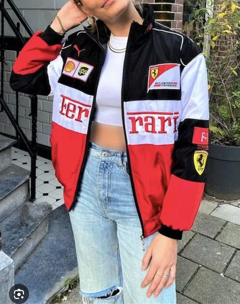 Ferrari Racing Jacket, Ferrari Vintage, Ferrari Jacket, Flying Jacket, Streetwear For Men, Racing Jackets, Ferrari Racing, Unisex Jacket, Racing Jacket