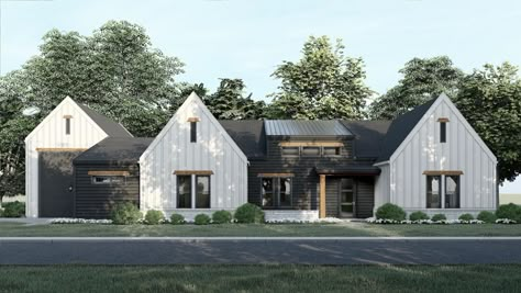 Black and white natural wood cedar Farmhouse Scandinavian Home Plans, Scandinavian Farmhouse Exterior, Scandinavian Barn House, Scandinavian Home Exterior, Scandinavian House Plan, Modern Scandinavian Farmhouse, Dallas House, Scandinavian Farmhouse, Purple Sage