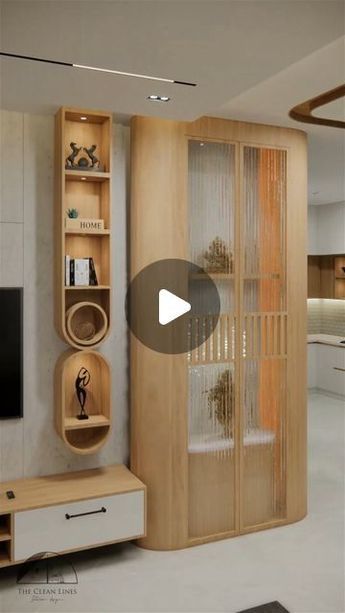 Mandir Design In Living Room Corner, Puja Room With Tv Unit, Puja Unit With Tv Unit, Bookshelf With Tv Unit, Pooja Space In Living Room, Modern Puja Unit, Corner Pooja Unit In Living Room, Tv Unit With Pooja Unit In Living Room, Pooja Room With Tv Unit