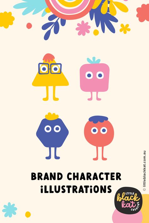 Colourful Brand Character illustrations Brand Mascot Character, Character Branding Design, Preschool Branding, Educational Branding, Kids Logo Brand, Wine Label Illustration, Education Branding, Surface Design Portfolio, Illustrative Logo