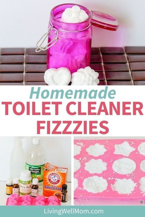 These cute, homemade toilet bomb fizzies are simple to make with this no-chemicals recipe and will leave your toilet bowl smelling fresh and looking clean. So fun and easy to use, even your kids can do it! Kitchen Cabinet Cleaning, Toilet Bowl Cleaner Diy, Homemade Toilet Bowl Cleaner, Cleansing Recipes, Natural Toilet Cleaner, Homemade Toilet Cleaner, Natural Recipes, Homemaking Tips, Homemade Laundry Detergent