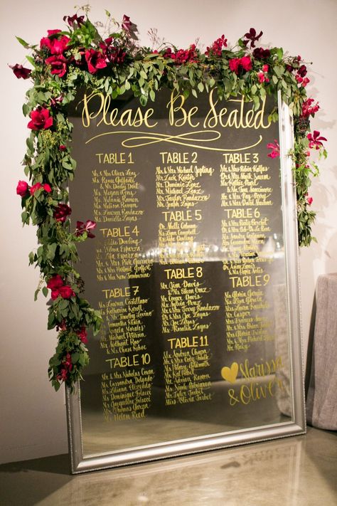 December Wedding Colors, Wedding Table Assignments, Rustic Seating Charts, Mirror Seating Chart, Reception Seating Chart, Table Seating Chart, Wedding Table Seating, Table Assignments, Wedding Reception Seating