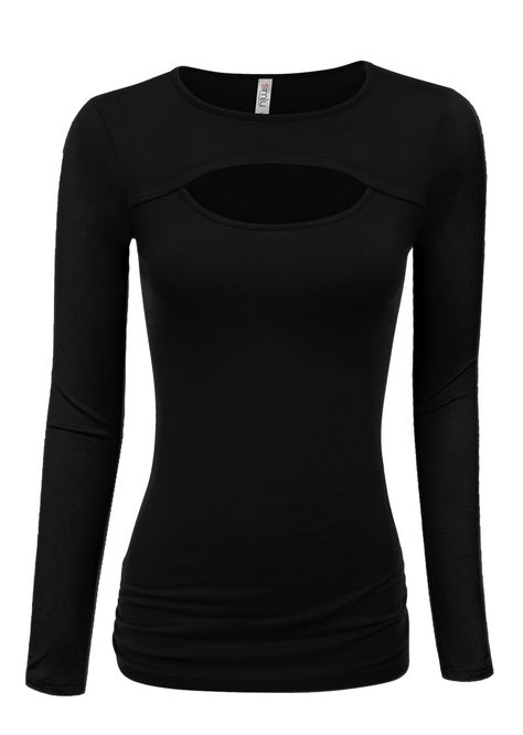 Tight Long Sleeve Shirt, Clubwear Tops, Cute Summer Tops, Keyhole Top, Plus Size Top, Trendy Tops, Black Outfit, Black Long Sleeve, Long Sleeve Shirt