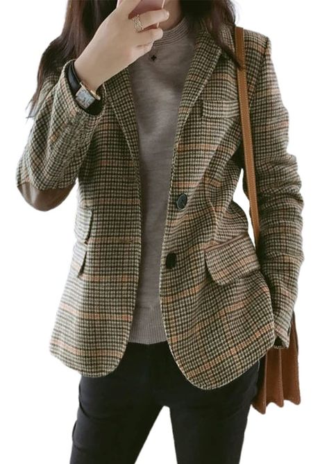 Slim Blazer, Ladies Blazer, Boyfriend Blazer, Classic Blazer, Vintage Blazer, Plaid Jacket, Plaid Blazer, Long Sleeves Jacket, Wool Blazer