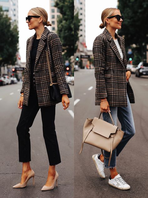 Plaid Blazer Outfit, Chique Outfit, Blazer Outfits Casual, Blazer Outfits For Women, Fashion Jackson, Blazer Outfit, Stil Inspiration, Looks Street Style, Plaid Coat