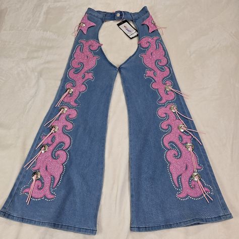 New With Tag Sugar Thrillz Longing Heart Denim Chaps Medium. Flaws Minor Stain On The Waist And On The Back Bottom . Jean Chaps, Rainbow Veil, Chaps Outfit, Denim Chaps, Assless Chaps, Cowgirl Chaps, Grammys 2024, Princess Era, Shadow Reflection