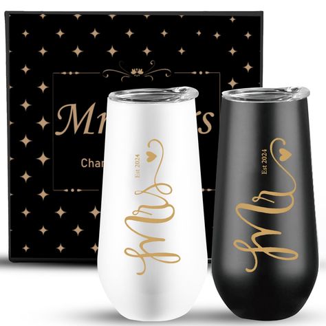 PRICES MAY VARY. Wedding Gifts for Couples 2024:The elegant gold design is beautifully scripted "Mr Est 2024" "Mrs Est 2024". This Mr and Mrs champagne tumbler set will be a unique and meaningful gifts for couples Mr and Mrs Gifts: The 6 OZ capacity stemless champagne flutes tumbler especially for Mr and Mrs enjoy champagne and cocktail in any occasion . Slim design for easy to hold, and give you comfortable hand sense, and show your unique elegance in special occasions Safe and Superior Quality Mr And Mrs Gifts, Mrs Gifts, Stemless Champagne Flutes, Cricut Wedding, Wedding Gifts For Parents, Diy Wedding Gifts, Gifts For Couples, Custom Wedding Gifts, Unique Wedding Gifts