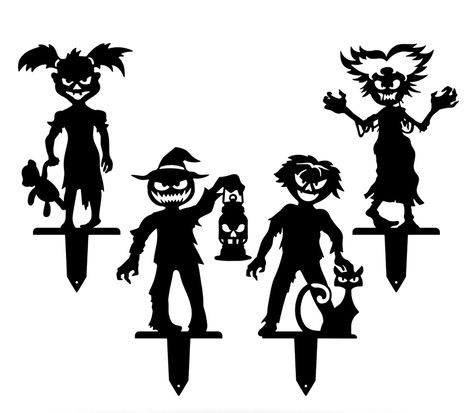 Halloween Shilloute, Zombie Yard Decorations, Halloween Metal Art, Silhouette Art Ideas, Horror Silhouette, Zombie Silhouette, Spooky Music, Zombie Cat, Evil Pumpkin