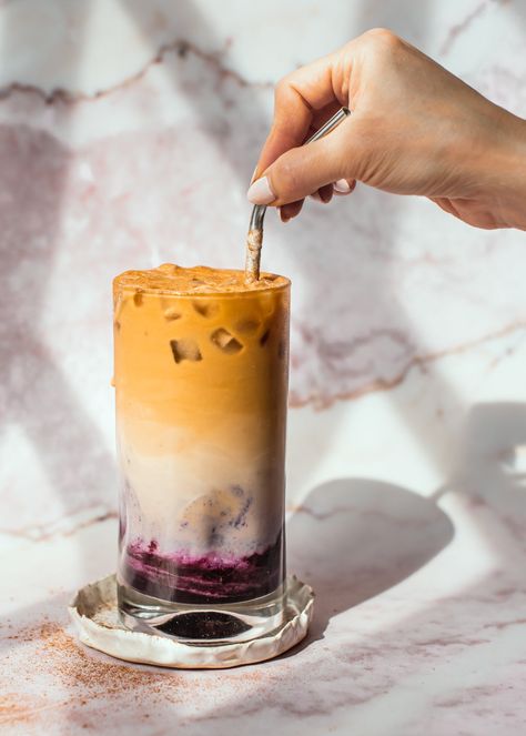 Blueberry Iced Latte — saltnpepperhere Blueberry Coffee Syrup Recipe, Coffee Flavor Pairings, Blueberry Latte Syrup, Coffee Shop Flavor Ideas, Blueberry Iced Latte, Blueberry Coffee Syrup, Blueberry Syrup For Coffee, Blueberry Chai Latte, Blueberry Coffee Recipe