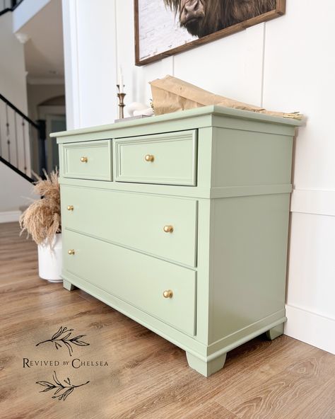 Herb Bouquet by @benjamin_moore is the perfect green for a nursery! Check out the before! Sage Dresser, Herb Bouquet, Green Dresser, Benjamin Moore, Bed Room, Light Green, Dresser, Nursery, Bedroom