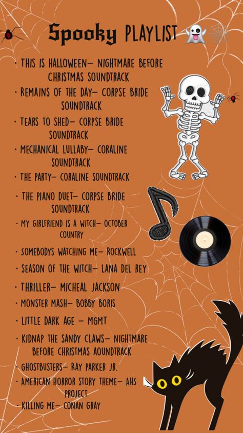 halloween Spooky Playlist, American Horror Story Theme, Halloween Music Playlist, Fall Halloween Aesthetic, Banner Photos, Halloween Block Party, Halloween Sleepover, Fall Playlist, Aesthetic Playlist