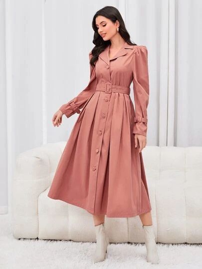 Women Outerwear, Belted Trench Coat, Trench Coats Women, Trench Coats, Lapel Collar, Outerwear Women, Dusty Pink, Hijab Fashion, Woven Fabric