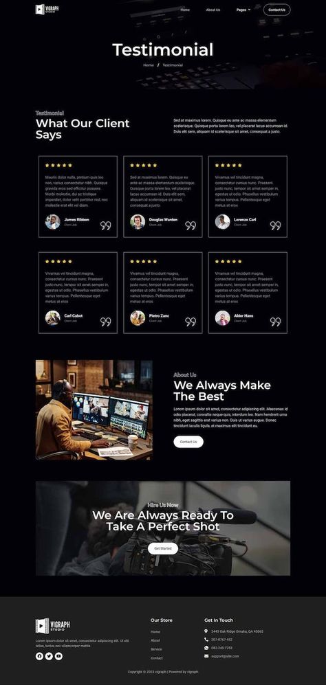 Testimonials Web Design, Videography Website, Website Design Inspiration Layout, Videography Studio, Photo Studios, Restaurant Website, Creative Industry, Wordpress Developer, Custom Website Design