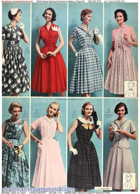 50s Catalog, 1958 Fashion, 1950s Lifestyle, Qveen Herby, Istoria Modei, 1950s Fashion Women, Black Nightgown, Xmas Dress, 50s Outfits