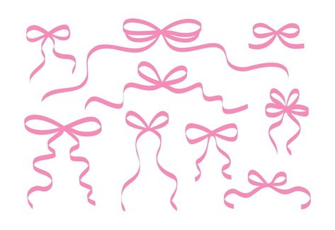 Premium Vector | Vector set of decorative pink bow ribbons vector ribbons silhouette Ribbon Silhouette, Leavers Shirt, Ribbon Font, Ribbon Illustration, Ribbon Graphic, Bow Logo, Xmas Inspiration, Bow Silhouette, Ribbon Flag