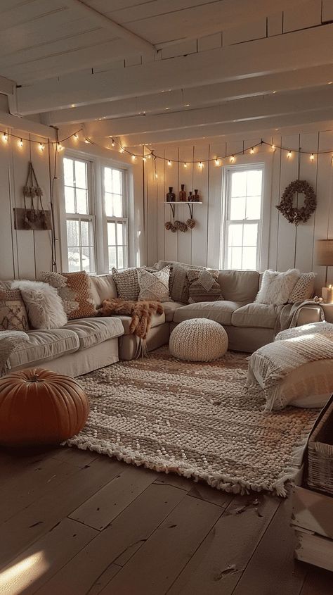 Fall Bedroom Refresh: Quick Updates for the New Season Fall Home Interior Decor, Cozy Core Living Room, Apartment Cozy Decor, Boho Clean Living Room, Pretty Apartments Living Room, First Home Ideas Decor Living Room, Fall Home Living Room, Country Living Room Aesthetic, Cozy Aesthetic Kitchen