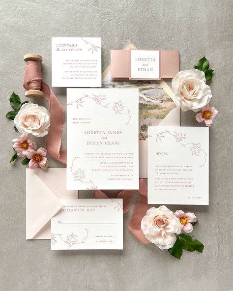 Elegant And Timeless Wedding, Design With Color, Timeless Wedding Invitations, Blush Color Palette, Unique Wedding Stationery, Beautiful Composition, Bespoke Wedding Stationery, Hand Drawn Wedding, Traditional Wedding Invitations