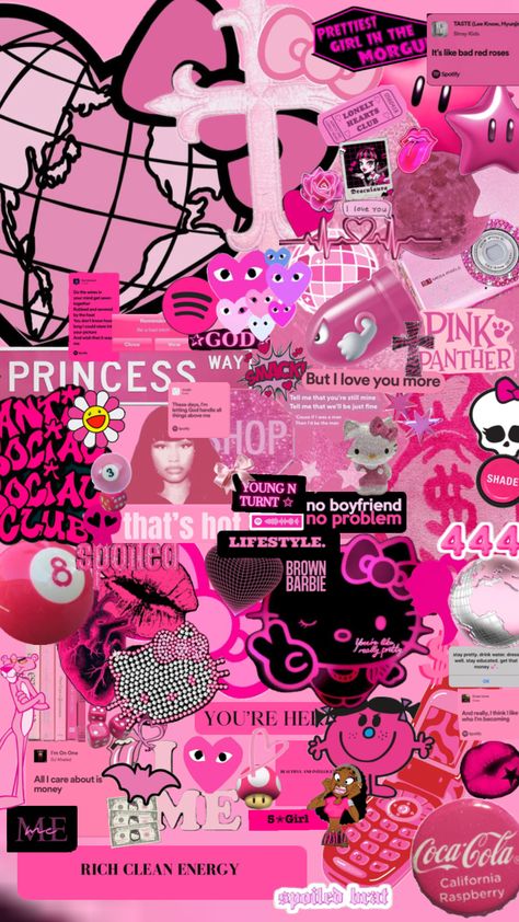 #pink #pinkasthetic Baddie Wallpaper For Ipad, Pretty Pink Lockscreen, Cute Wallpaper Backgrounds Lockscreen, Wallpaper For Baddie, Live Wallpaper For Ipad, Pink Junk Wallpaper, Iphone16 Pink, Hd Ipad Wallpaper Aesthetic, Hello Kitty Collage Wallpaper