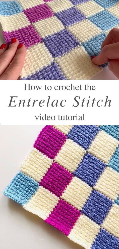 Learn Making The Crochet Entrelac Stitch | CrochetBeja Enterlac Crochet, Crochet Entrelac, Tunisian Knitting, Entrelac Crochet, Tunisian Crochet Blanket, Small Bunny, Tunisian Crochet Patterns, Tunisian Crochet Stitches, Crocheted Blanket