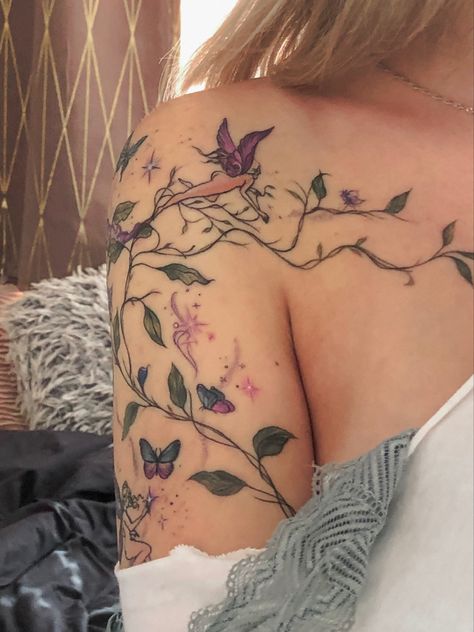 Fairy Sleeve Tattoo, Earthy Tattoos, Whimsical Tattoos, 16 Tattoo, Tato Lengan, Pretty Tattoos For Women, Cute Tattoos For Women, Elegant Tattoos, 문신 디자인