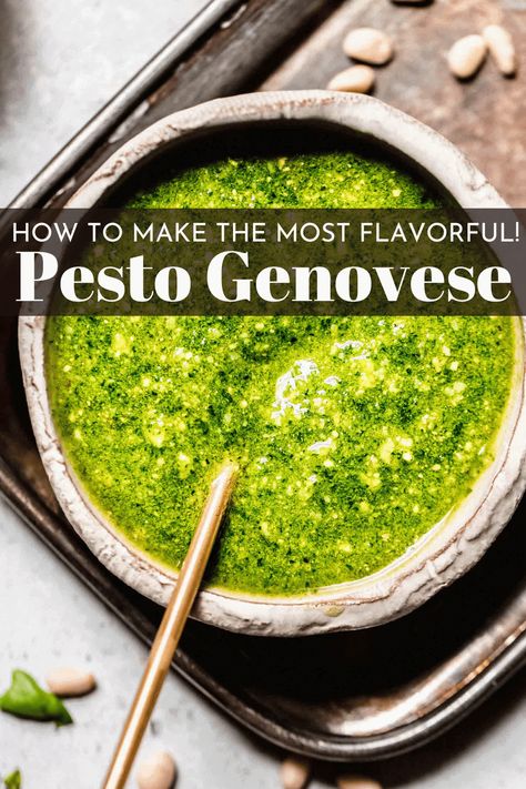 Authentic Italian Pesto Recipe, Authentic Pesto Recipe, Pesto Genovese Recipe, Best Pesto Recipe, Quick Pesto, Easy Pesto Recipe, Freezing Pesto, Italian Pesto, Kale Pesto Recipe