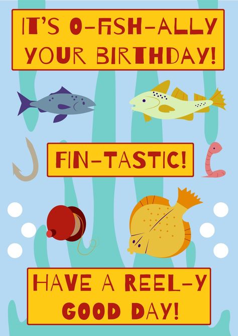 Fishing You A Happy Birthday, Fishing Birthday Quotes, Happy Birthday Fishing Funny, Happy Birthday Fisherman, Happy Birthday Fish, Men Hobbies, Happy 69th Birthday, Fishing Birthday Cards, Happy Birthday Fishing