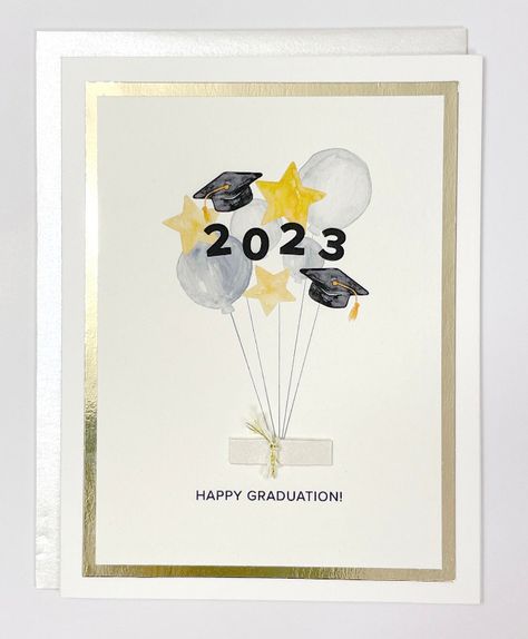 Graduation Card Watercolor, Graduation Card Ideas Homemade, Graduation Cards Homemade, Congrats Cards, Watercolor Graduation, Homemade Watercolors, Handmade Greeting Card Designs, Grad Cards, Creative Diy Gifts