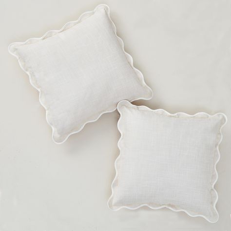 PRICES MAY VARY. 60% Linen 【ELEGANT DESIGN】Scalloped Edge Design, Colorful & Cute 【MATERIAL & PACKAGE】2 pieces pillow covers (16x16 inch / 40x40 cm) made of premium cotton and linen, no insert. 【HIDDEN ZIPPER】This cushion cover has a long invisible zipper, it improves the appearance and provides easy insertion and removal. 【Machine washing】Yes 【100% SATISFACTION GUARANTEED】We take pride in our quality and service. Get full refund or replacement if you’re not completely satisfied with your purcha White Couch Pillows, Neutral Couch, Ivory Throw Pillows, Trendy Throw Pillows, Beige Couch, Comfy Pillows, White Throw Pillows, Modern Throw Pillows, Throw Pillows Bed