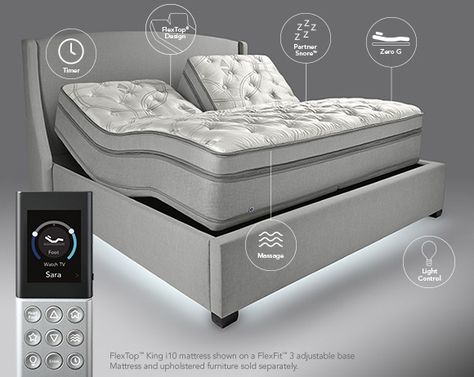 FlexFit 3 Adjustable Bed Base | Sleep Number Site Sleep Number Bed Frame, Sleep Number Bed, Couple Sleeping, Smart Bed, Adjustable Bed Base, Sleep Mattress, King Sheets, King Bed Frame, Adjustable Base