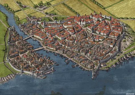 Fantasy City Map, Fantasy Map Making, Fantasy Town, Imaginary Maps, Fantasy World Map, City Layout, Tabletop Rpg Maps, Rpg Map, Town Map