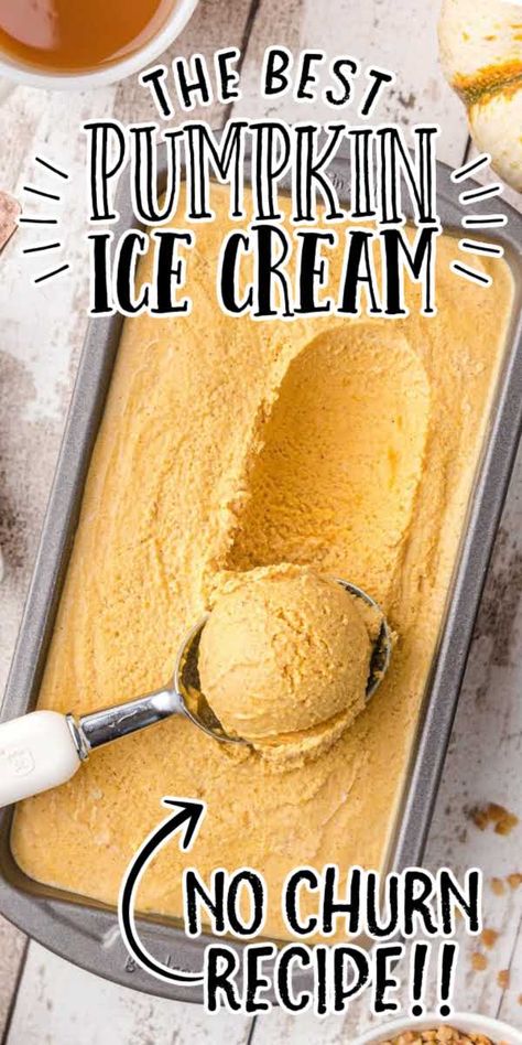 Pumpkin Ice Cream Pumpkin Ice Cream Recipe, Frozen Pumpkin Pie, Pumpkin Spice Ice Cream, Pumpkin Pie Ice Cream, Frozen Pumpkin, Pumpkin Ice Cream, Pumpkin Treat, No Churn Ice Cream, Easy Homemade Recipes