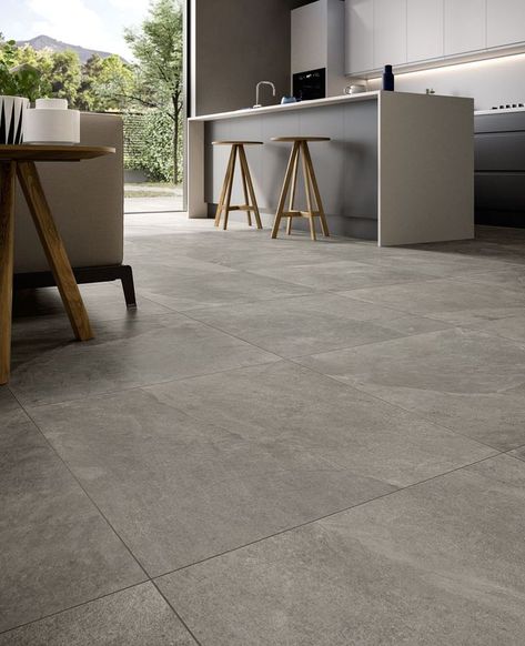 peak river Grey Tiles Living Room, Gray Porcelain Tile Floor, Grey Kitchen Tiles, Porcelain Superstore, Rustic Hallway, Grey Kitchen Floor, Tiles Living Room, Tile Floor Living Room, Gray Porcelain Tile