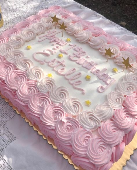 Pink 1st birthday cake Square Birthday Cake, Baby Shower Sheet Cakes, Pastel Rectangular, Sheet Cake Designs, Gateau Baby Shower, Birthday Sheet Cakes, Baby Shower Cakes Girl, Pink Birthday Cakes