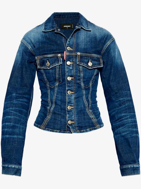 High Leather Boots, Yoko London, Blue Denim Jacket, Decorative Buttons, Horizontal Stripes, Summer Beach Wear, Washed Denim, Denim Jackets, Denim Wash