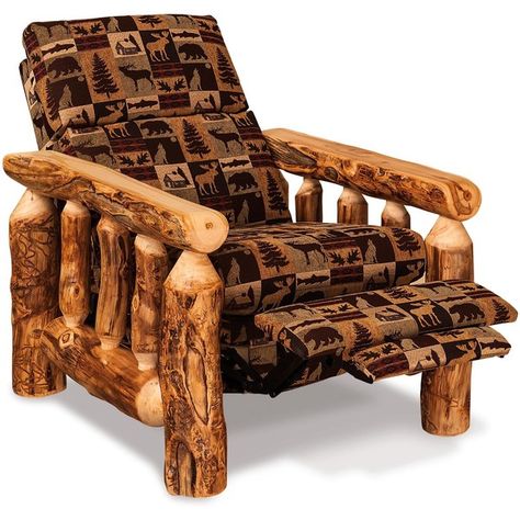 Amish Rustic Log Cabin Recliner (€855) ❤ liked on Polyvore featuring home, furniture, chairs, recliners, hand made furniture, storage furniture, aspen home furniture, aspen furniture and home storage furniture Rustic Lodge Living Room, Cabin Chair, Lodge Living Room, Log Chairs, Rustic Log Furniture, Log Cabin Furniture, Rustic Log Cabin, Cabin Furniture, Rustic Chair