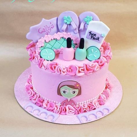 Spa Birthday Cake, Spa Birthday Party Ideas, Kids Pamper Party, Spa Sleepover Party, Spa Cake, Spa Day Party, Kids Spa Party, Spa Girl, Girl Spa Party