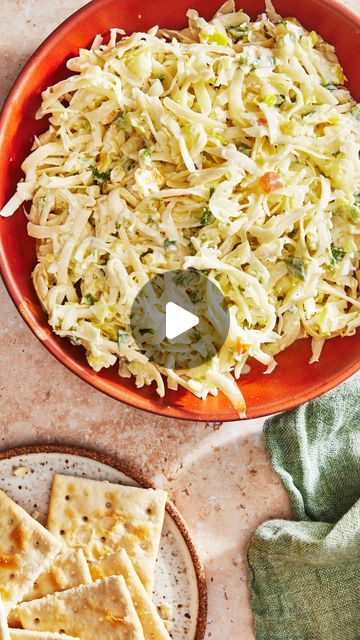 Southern Living on Instagram: "The original Cheese Slaw can be traced to Southwest Virginia caterer Lib Wilhelm whose recipe is featured in the Roanoke Junior League cookbook “Oh My Stars! Recipes That Shine” published in 2000. The rest is history, and to this day, the dish remains popular at local parties and occasions. Visit the link in our profile to learn how to impress your guests with this delightful spin on pimiento cheese!   Recipe: Amanda Holstein" Cheese Slaw Recipe Southern Living, Southern Living Cheese Slaw, Cheese Slaw Southern Living, Cheese Slaw Recipe, Junior League Recipes, Pimiento Cheese Recipe, Appertiser Ideas, Cheese Slaw, Party Mix Snacks