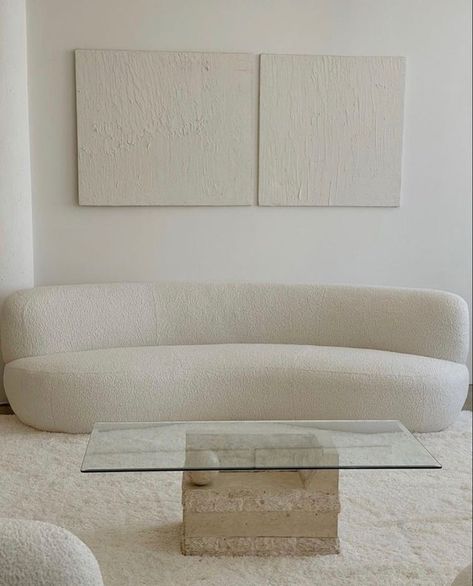 🤍 Living Room Sofa Design, Sofa Sets, White Minimalist, Home Design Living Room, Dream House Interior, Living Room Design, Decor Home Living Room, Apartment Inspiration, A Living Room